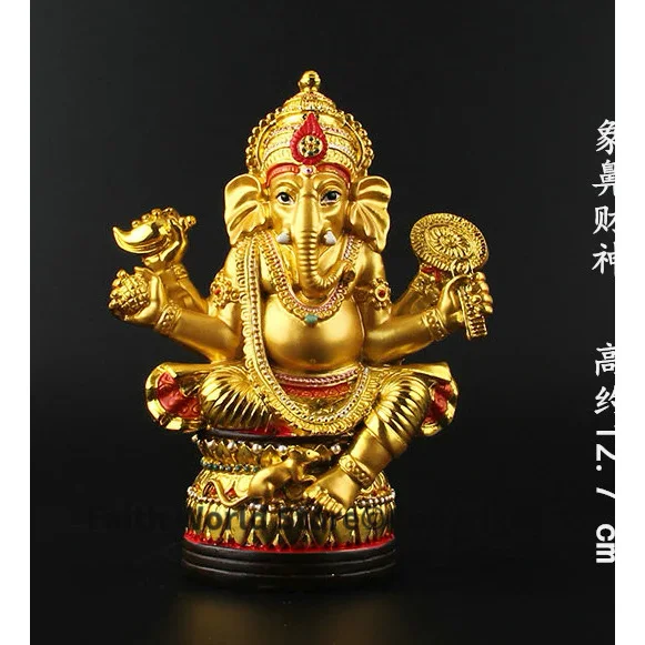 2025 Buddha supplies 13CM HOME Family efficacious protective- Indian Buddhism Elephant god gilding statue Decoration