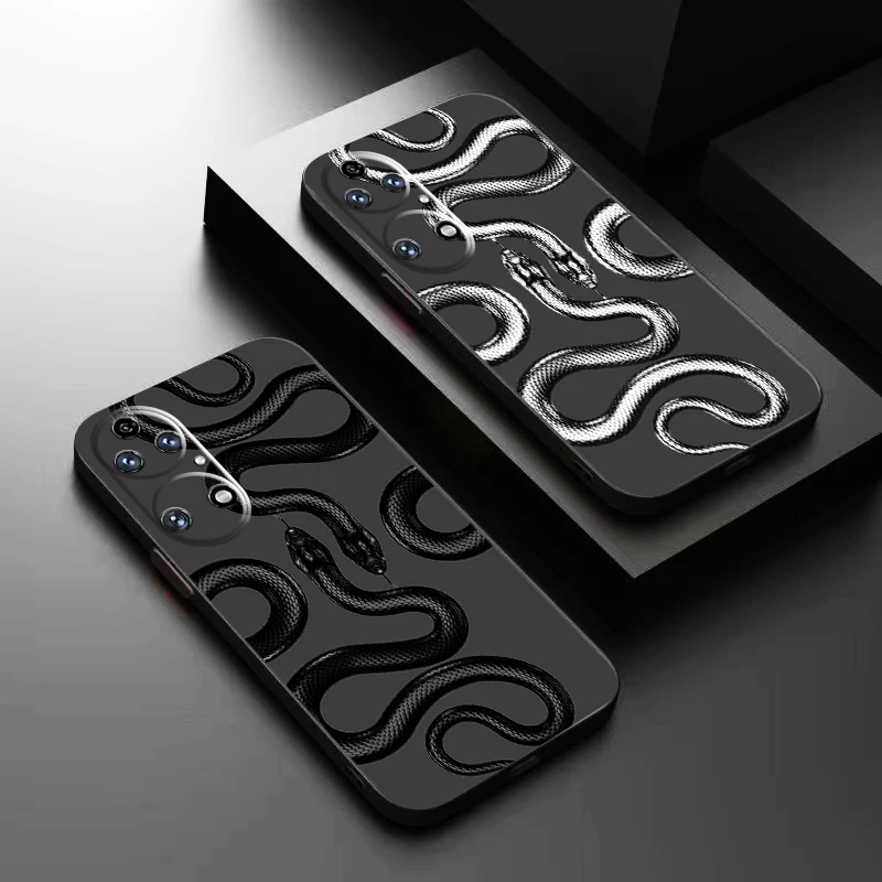 Snake Graphic Luxury For Huawei P50 P50E P40 P30 P20 PRO LITE 5G P Smart Z S 2021 Phone Case Liquid Silicone Cover