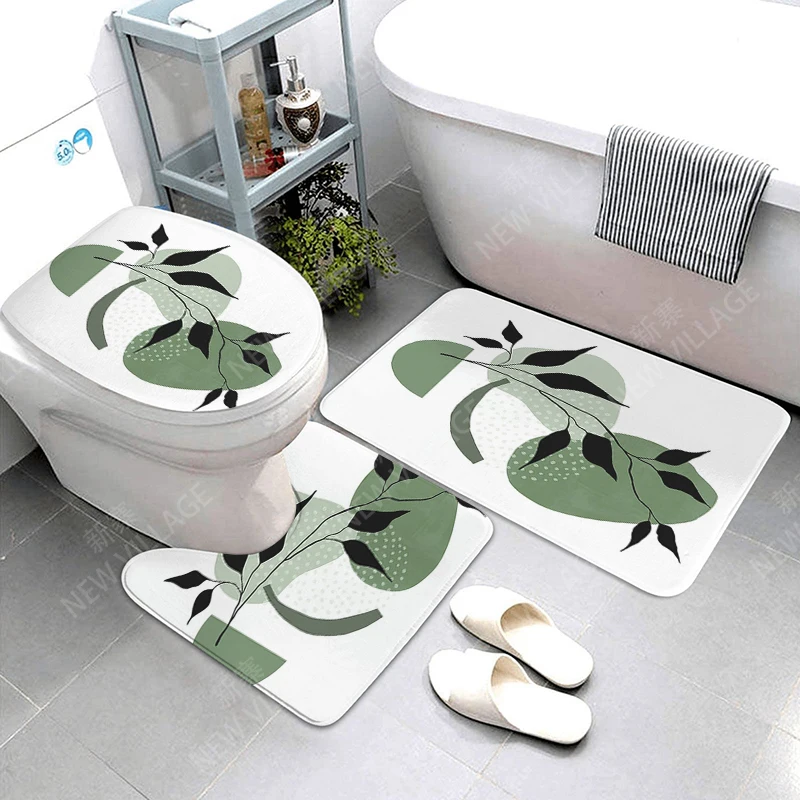 Anti-slip Bath Mat Bathroom Rug Shower Mat Decorative Absorbent Foot Mat Entrance Bathtub toilet rug boho Nordic leaf plant