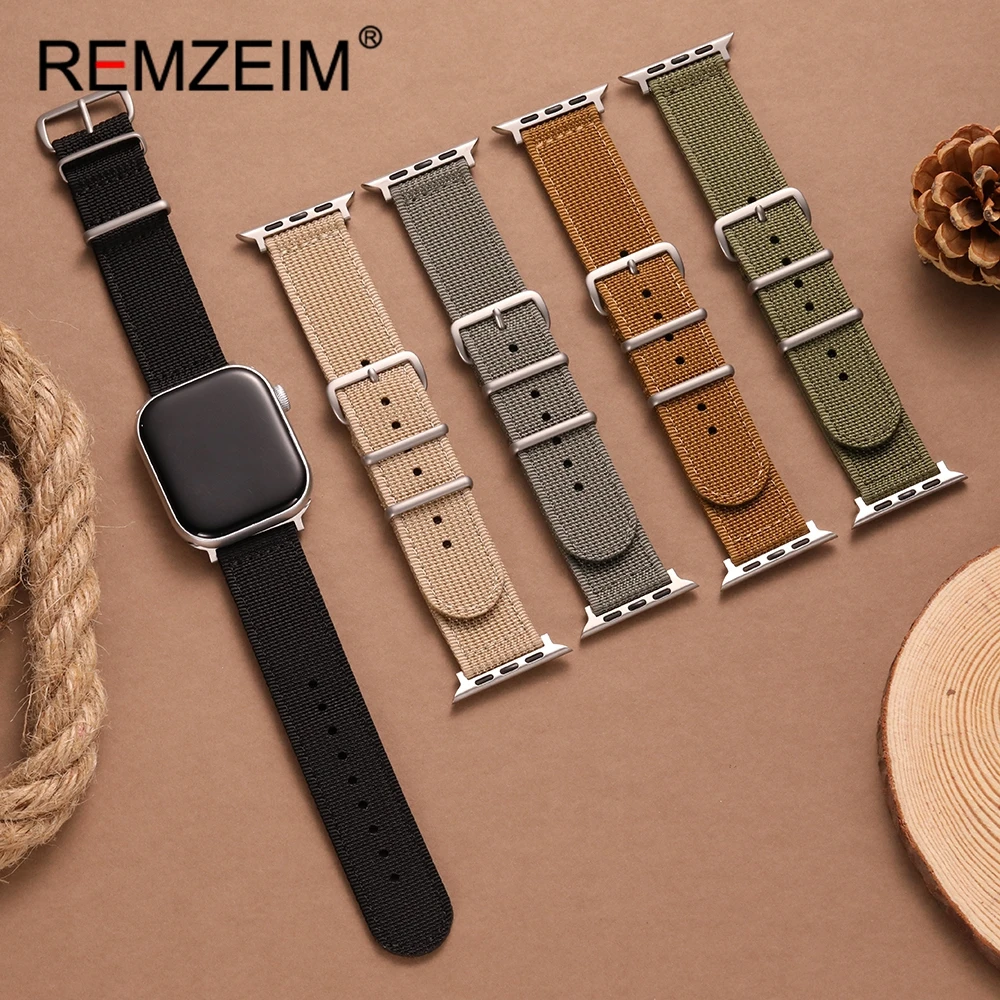 Pulseira de couro de náilon para iwatch série 1-10 se para apple watch ultra band 49/44/46/45/42/41/40/38mm acessórios de relógio