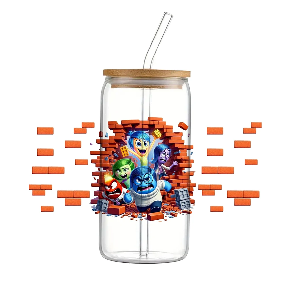 Disney cartoon  Inside Out  For Libbey 16oz Can Glass 3D Waterproof UV DTF Coffee Can Wrap Libbey Glass Wrap