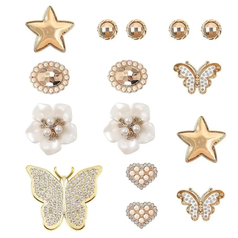 

20PCS DIY Flowers Charms Flowers Pearls Butterfly Colorful Insert Charm Accessories Simply Beach Totes Decoration for Bogg Bag