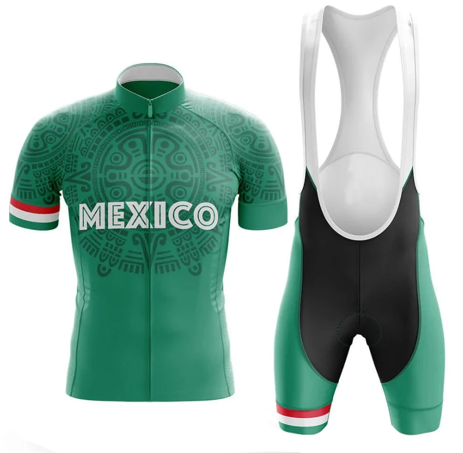 Retro Classic Mexico Men\'s Cycling Jersey Set Short Sleeve Mountain Bicycle Racing Clothes