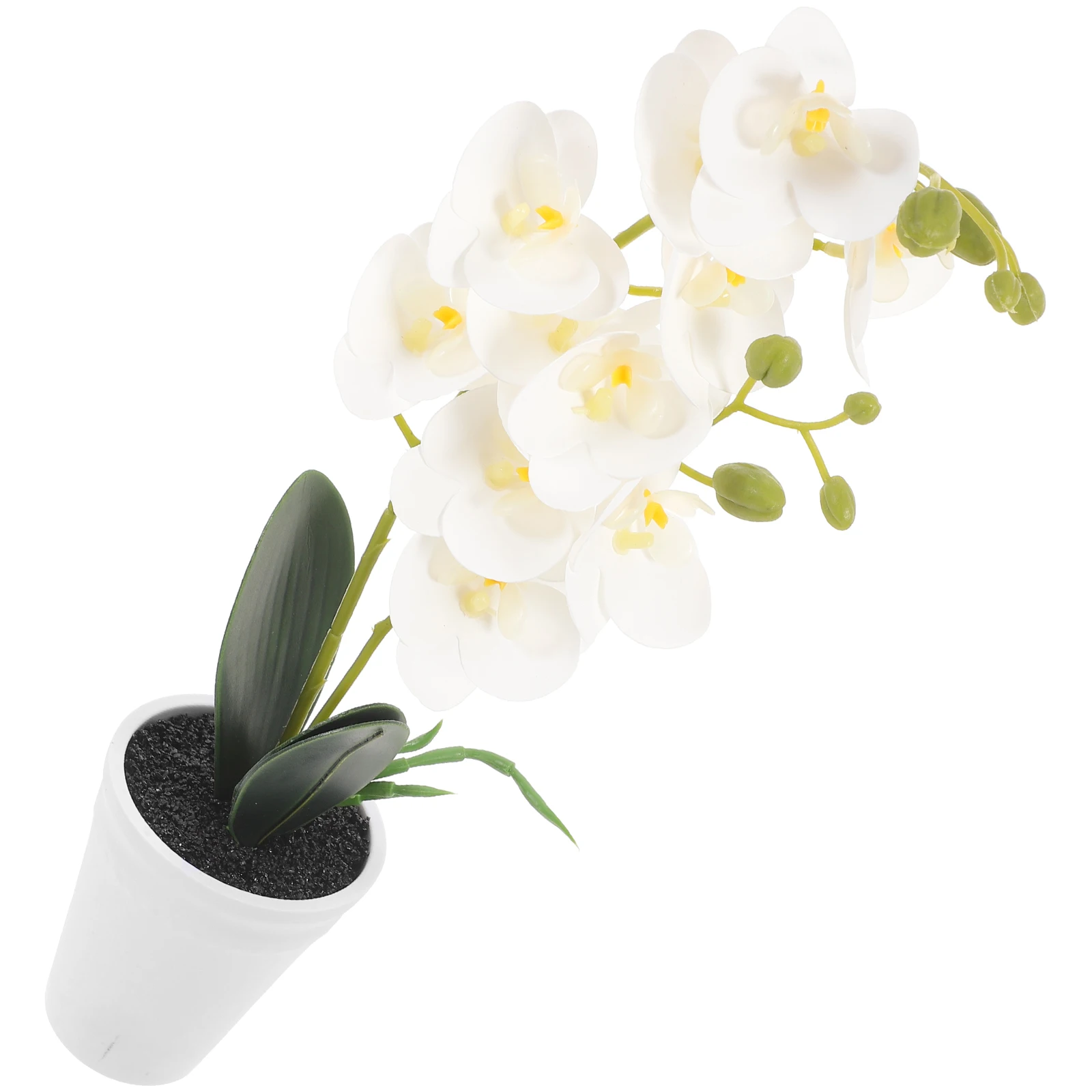 

Artificial Phalaenopsis Bonsai White PVC Indoor Decor Lifelike Small Bonsai Fake Plant Ornaments Home Office Kitchen Desktop