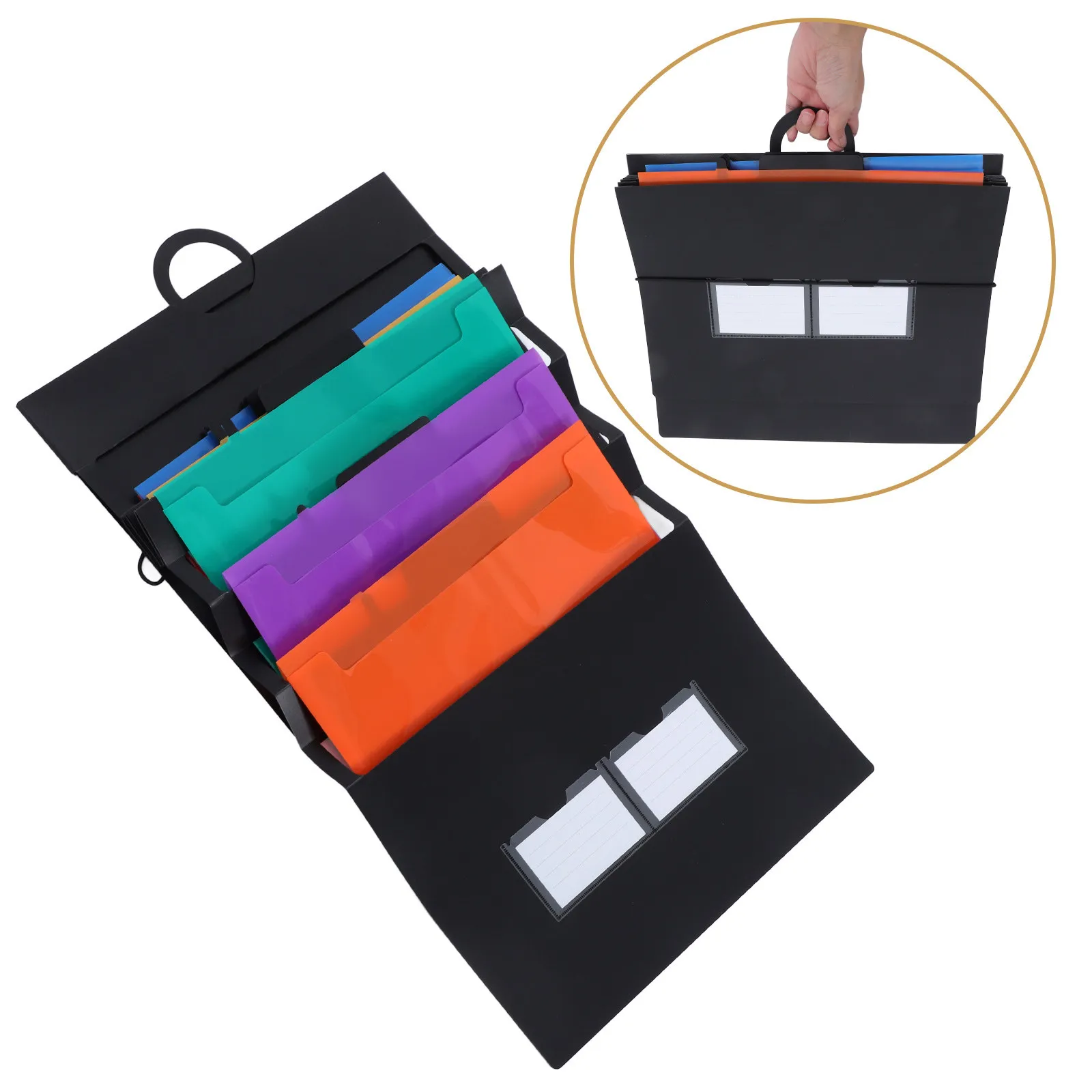 

Rainbow Accordion File Organizer Wall Mounted 6 Pocket Hanging Folder for Letter Size Papers Expandable Multi Pocket Office