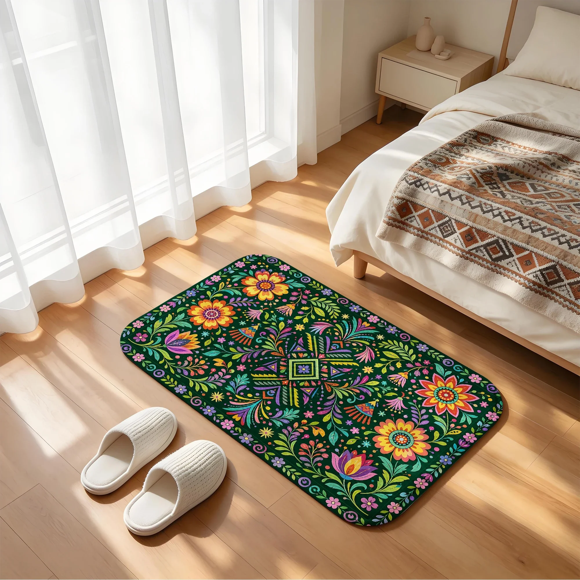 Bath mat anti slip absorbent bathroom carpet bathtub shower soft floor carpet Bohemian theme