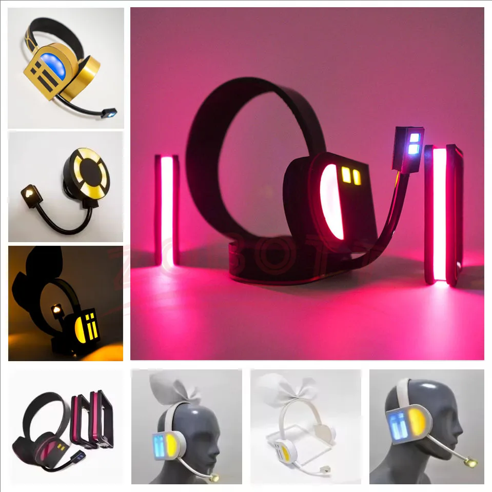 

Anime Rin Len Wig Led Light Cosplay Props Mikuu Led Light Kaito Megurine Cosplay Prop Headwear Earphone Model Accessory Hairband