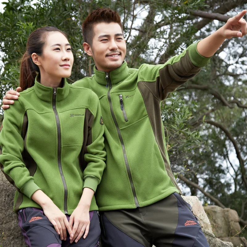 Outdoors Spring Autumn Men Women Sweater Lovers Thickening Keep Warm Windbreak Fleece Loose Coat Climbing Camping Hiking Jacket