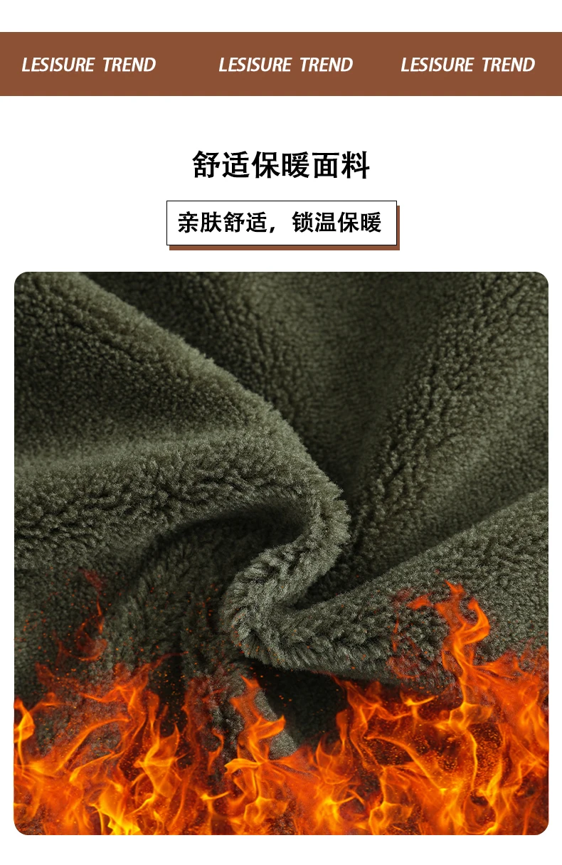 Male Reversible Washed Pure Cotton Fleece Lined Thick Jacket Multi Pocket Stand Collar Workwear Business Coat For Middle Aged