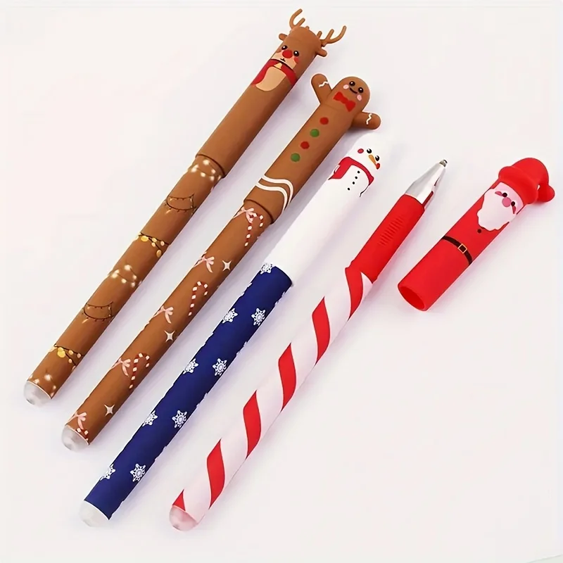 

4 Christmas Erasable Pens / Fast-drying Erasable / Mistakes Can Be Erased /Smooth Writing / Suitable for Students' Exam Practice