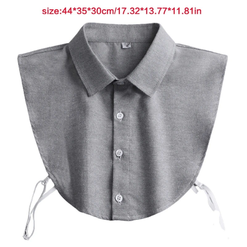 Mens Office 공식 분리형 Dickey Blouse 단순 솔리드 컬러 버튼 다운 False Collar Business 기본 레이어링 옷깃 하프 셔츠