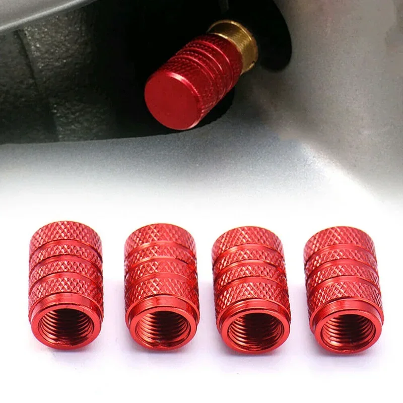 4Pcs Car Tire Valve Stems Cap Knurling Style Tire Valve Cap Aluminum Tire Wheel Stem Air Valve Cap Car Universal Accessories