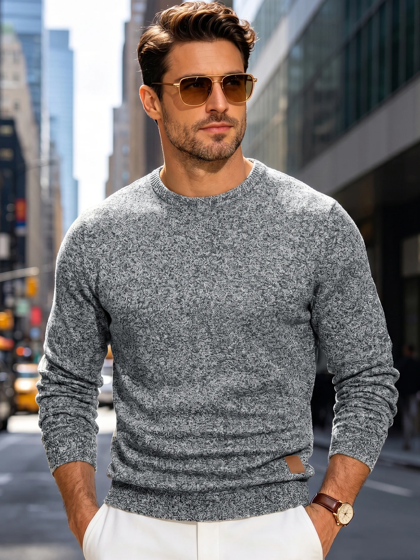 Autumn Winter Men's Crew Neck Classic Warm Pullover Ribbed Cuffs & Hem Reinforced Stitching Casual Daily Commute Home Wear