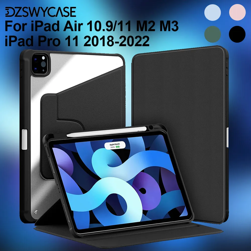 

Чехол для iPad Air 11 дюймов M3 M2 2024, iPad Air 5-го/4-го поколения, для iPad Pro 11-дюймовая подставка с автоматическим пробуждением/слином и чехлом-держателем для карандашей