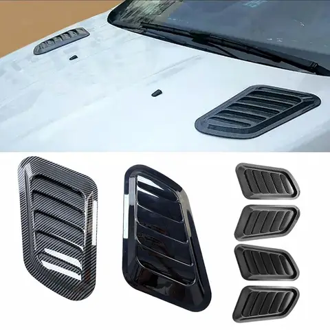 Universele Auto Hood Scoop Koolstofvezel Luchtinlaat Vent Cover 2 STKS Styling Accessoires Exterieur Decoratie voor Gemakkelijk te installeren