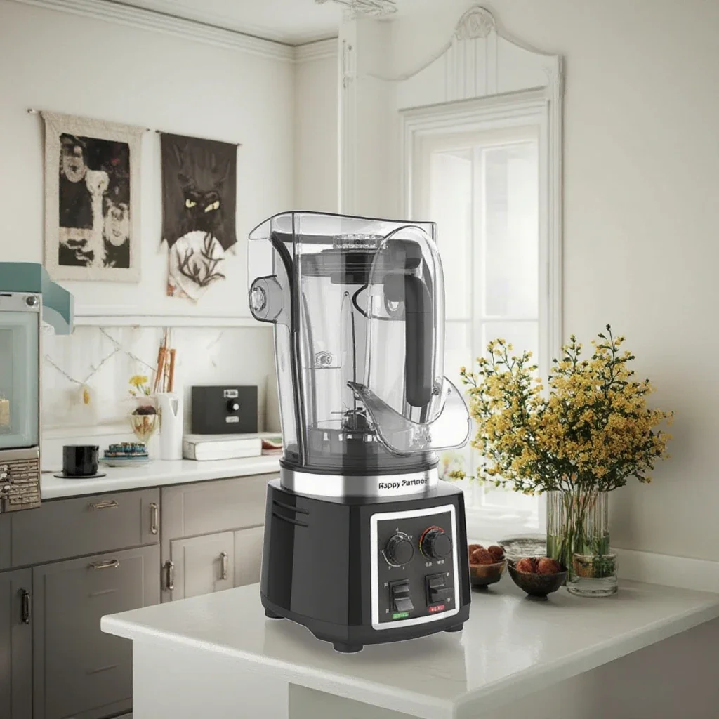 【Hot】HappyPartner High Quality High Power Multifunctional Heavy Smoothie Milkshake Commercial Blender with Soundproof Cover