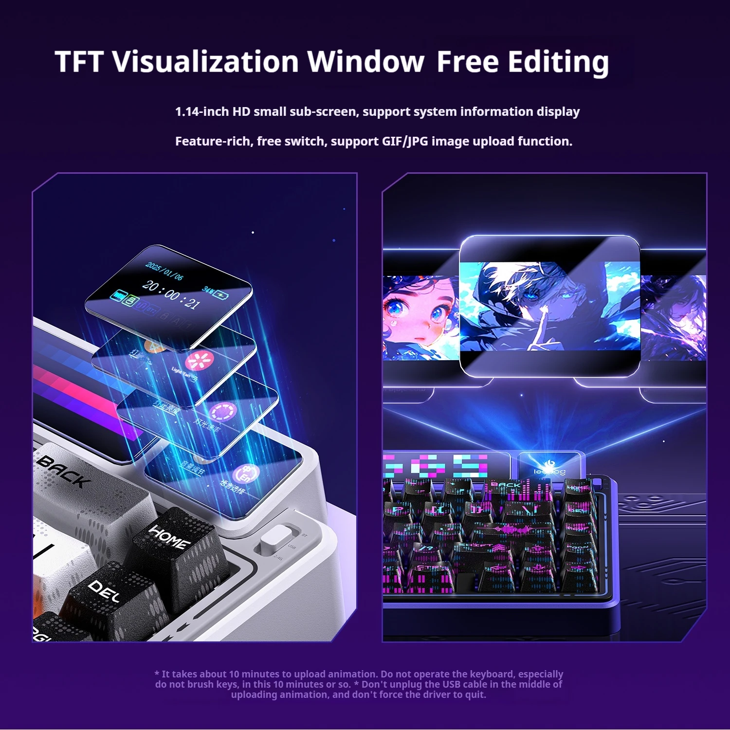 LEOBOG AMG65 Mechanical Keyboard Wireless Bluetooth Tri-mode Customised Hot-swappable Gaming Custom Animated 10 Inc TFT HIFI