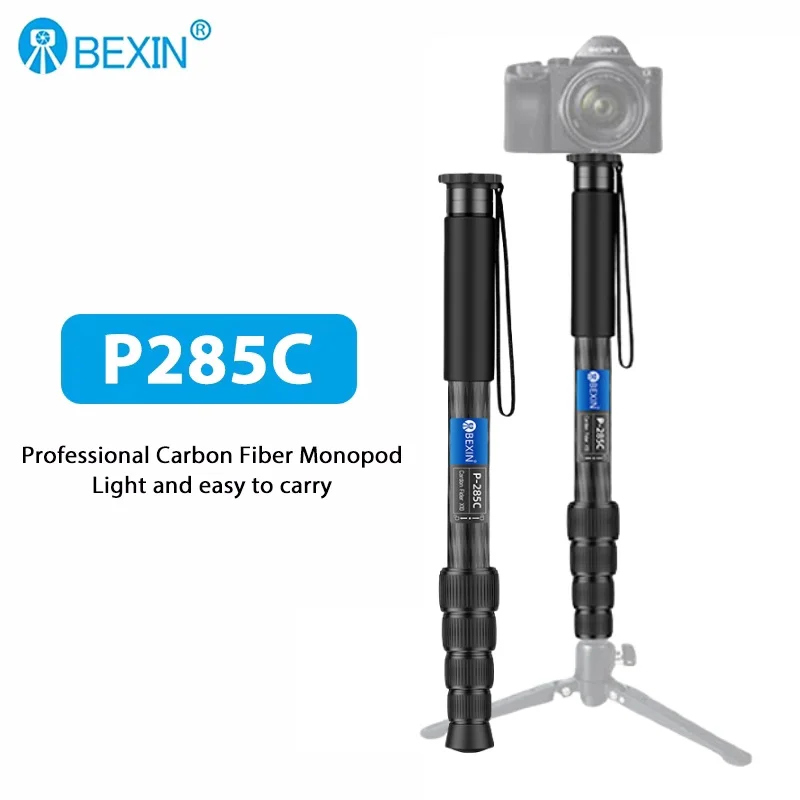 BEXIN P285C Professional Carbon Fiber Monopod Portable Travel Selfie Monopod Bracket for DSLR Camera Tripod Video Shooting