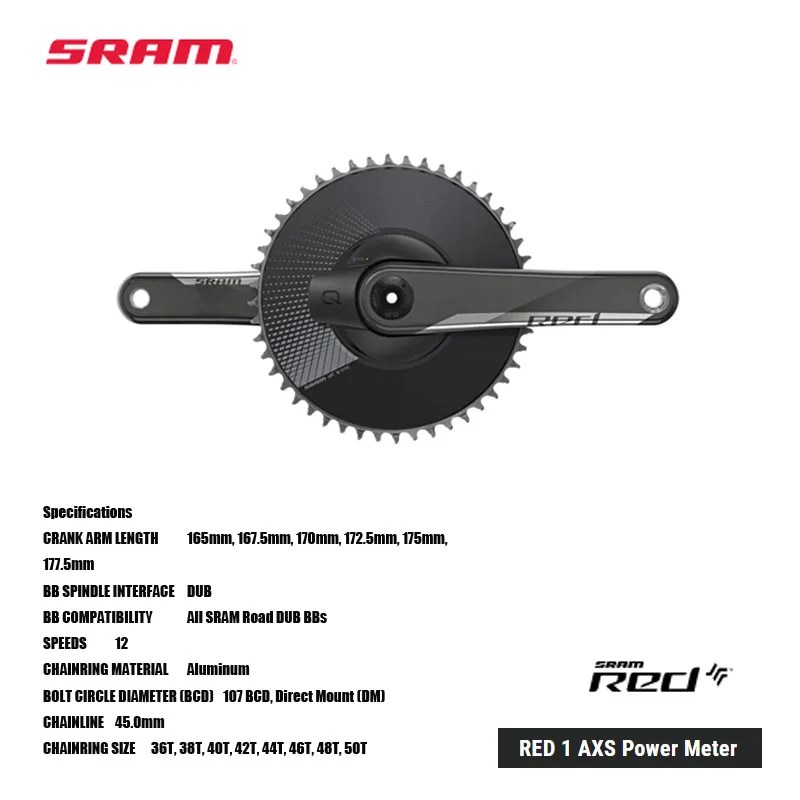 SRAM RED 1 AXS Power Meter Crankset SRAM X-SYNC wide-tooth, narrow-tooth chainring technology provides maximum chain control