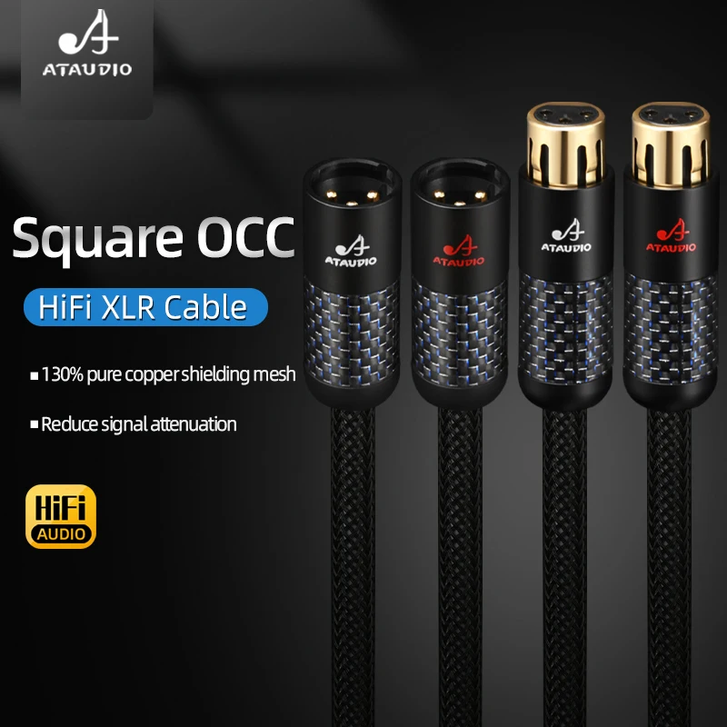 Square OCC Balanced HI-FI Dual XLR Cable Male To Female 3 Pin Audio Amplifier Cable With Nylon PVC Jacket For Microphone Speaker