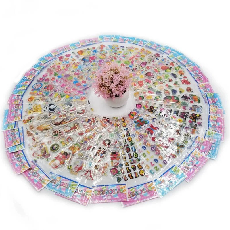 20Sheets/Pack Multiple Styles Mix 3D Decorative Bubble Sticker Puffy Stickers Vehicle  Animal Cute Shape School Rewards Gift ZYF