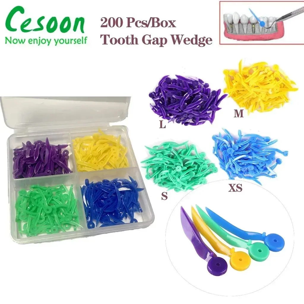 200Pcs/Box Disposable Dental Wedges Tooth Gap Wedge with End Circular Holes Plastic Dentist Oral Care Accessories 4Sizes