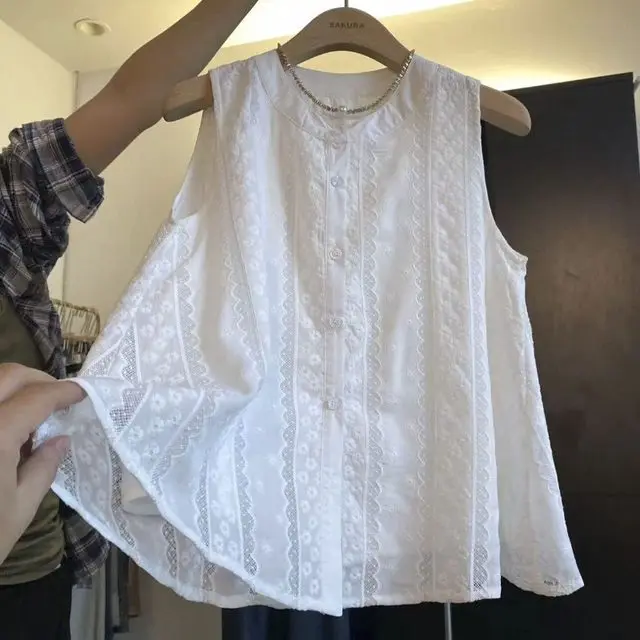 2025Blusen Mujer De Moda Frauen Blusen Ärmel Einfarbig Lose Shirts Stickerei Patchwork Spitze Mode Weiße Bluse Tops