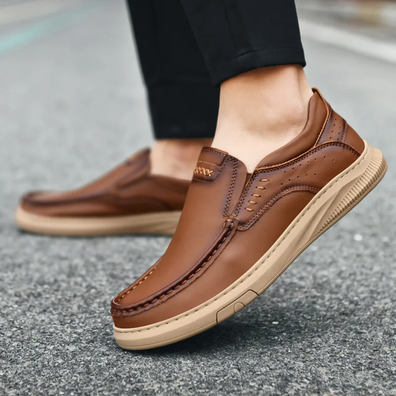 Top layer cowhide casual men\'s shoes for spring/summer 2023 comfortable and soft  comfortable leather lazy loafers shoes