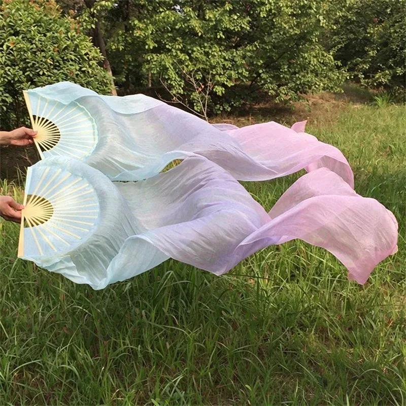 2 Pcs Dance Fans Faux Silk Veil Fan Stage Performance Props150/180cm Flowy Dancing Streamers For Dancers Beginners Professional