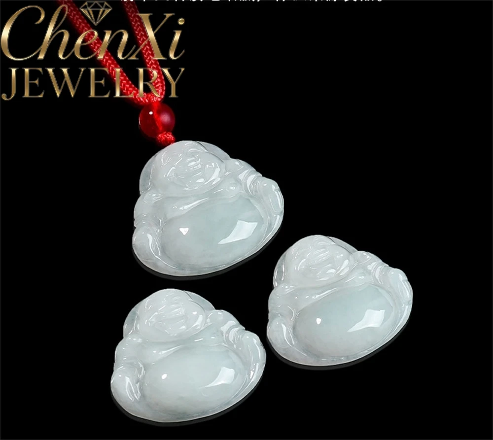 

Natural A Grade Jadeite Laughing Buddha Pendant Necklace Blessing Good Luck Necklace High-end Luxury Quality Fine Jewelry Gift