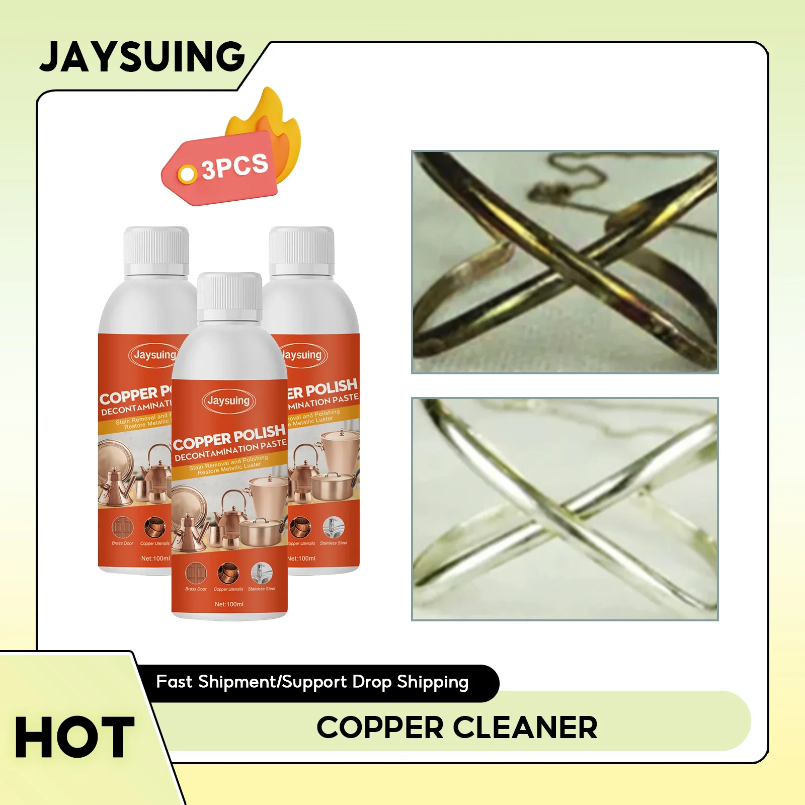 Copper Cleaner Rust Tarnish Remover Metal Stain Clean Kitchen Copperware Brassware Cleaner Copper Polish Decontamination Paste