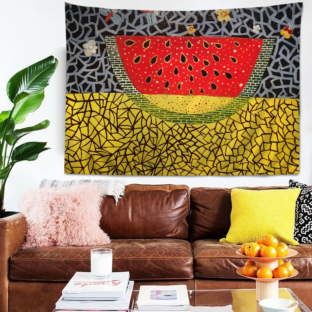 Yellow Dots Yayoi Kusama Inspired Hanging Bohemian Tapestry Hanging Tarot Hippie Wall Rugs Dorm Wall Hanging Home Decor