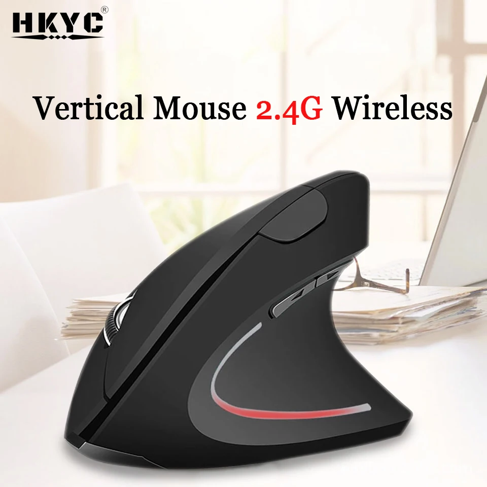 HKYC Ergonomic Vertical Mouse 2.4G Wireless Right Left Hand Computer Gaming Mice 6D USB Optical Mouse Gamer Mause For Laptop PC