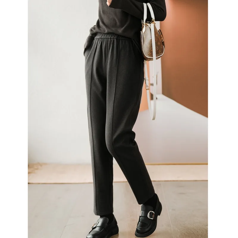 

New Fall Winter Women Harlan Pants Harajuku Elastic Waist Solid Ladies Trousers Fashion Pocket Casual Pantalones De Mujer