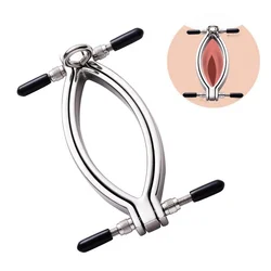 Stainless Steel Labia Clamp Bondage Equipment Fetish Clitoris Stimulation BDSM Slave Speculum Vagina Opener Restraints Sex Toys