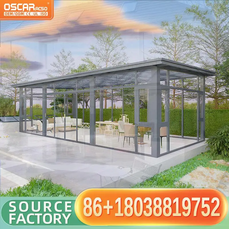 Customized Free Standing 4 Season Sunroom Solarium Veranda in US Aluminum Glass House for Backyard Patio Balcony sunroom