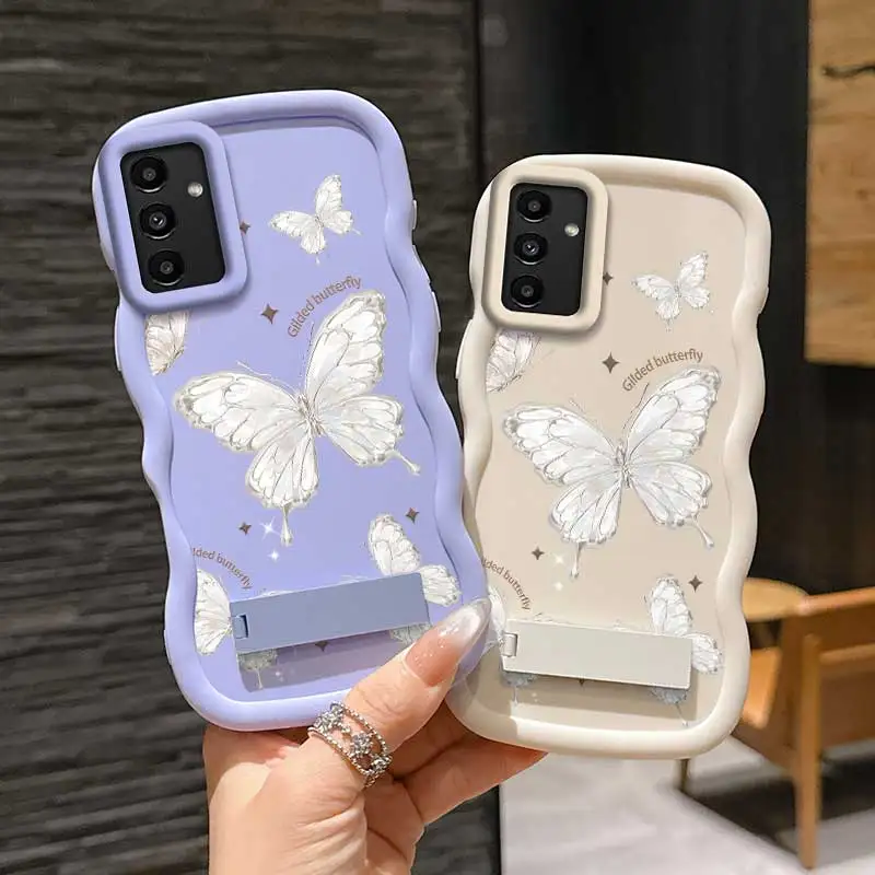 Étui Flexible papillon doré à la mode, adapté à la Galaxy A15 5G, avec caractéristiques raffinées et sur support, adapté à Samsung A F Note