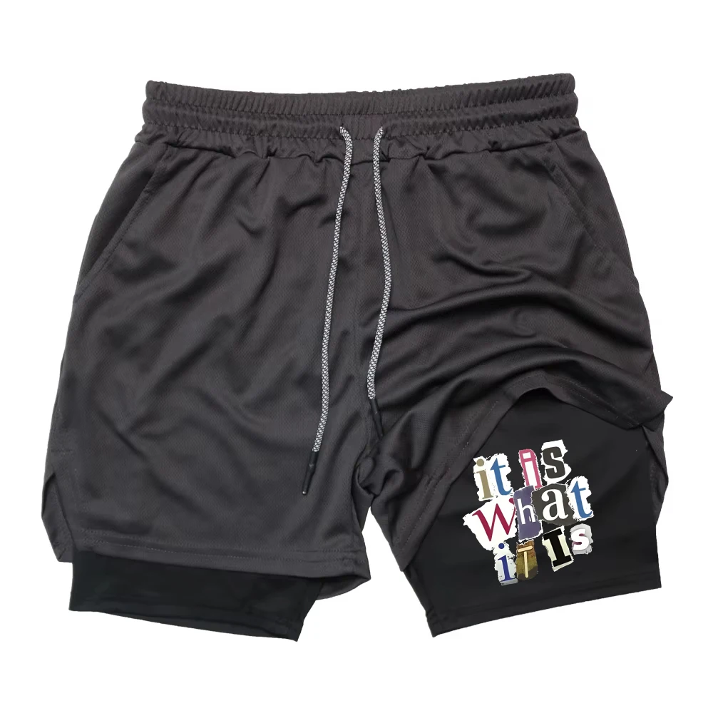 

Men Running Shorts Fitness Gym Training 2 in 1 Sports Shorts Quick Dry Workout Jogging Double Deck Leisure Shorts RL0362