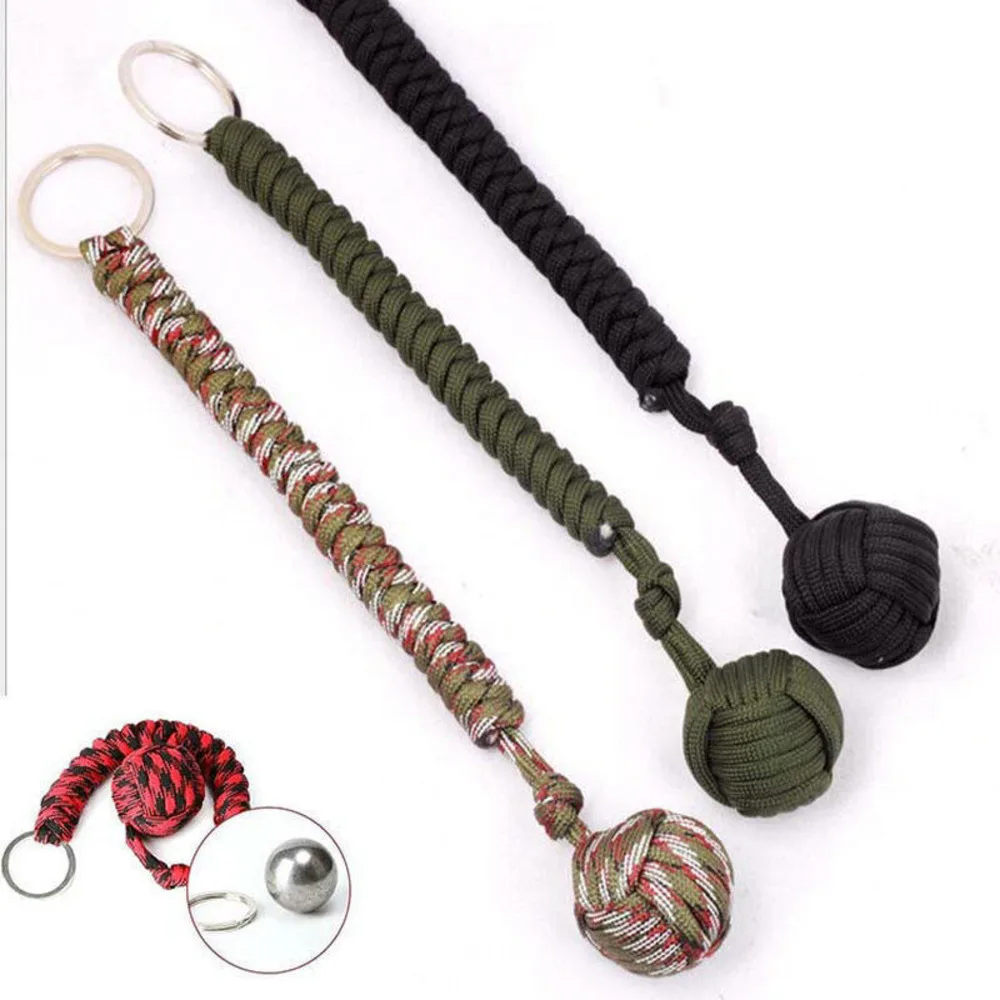 Backpack Keychain With Steel Ball Paracord Strength Outdoor Monkey Fist Durable