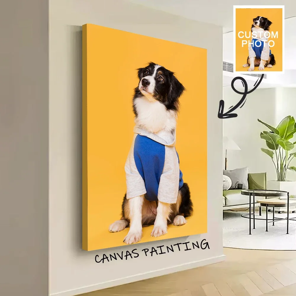 Pet Portrait Custom - ภาพพิมพ์บนผ้าใบสำหรับสัตว์เลี้ยงแบบกำหนดเอง ภาพวาดสุนัขและแมวแบบปรับแต่งได้ ศิลปะตกแต่งผนัง ภาพวาดบนผ้าใบแบบปรับแต่งได้ ของตกแต่งบ้าน ของที่ระลึกสำหรับสัตว์เลี้ยง