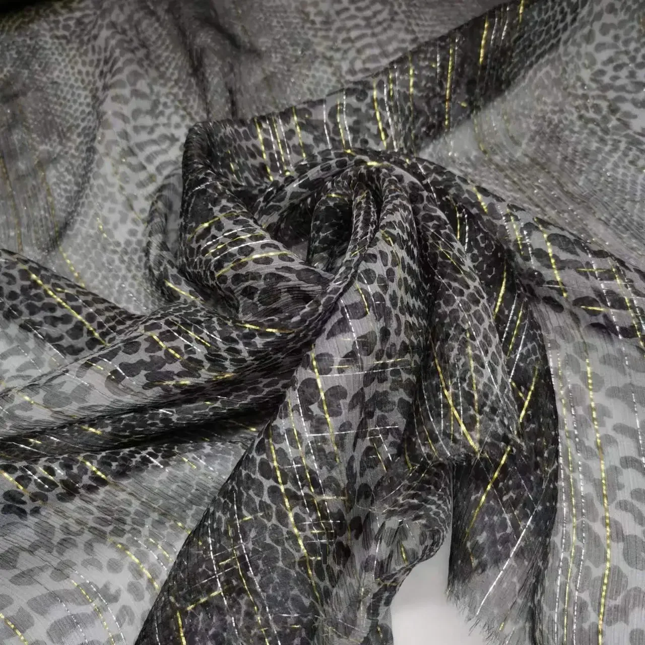 Silk Georgette Fabric Soft Snake Skin 6mm Metallic Jacquard Sexy Wild Dress Scarf Material