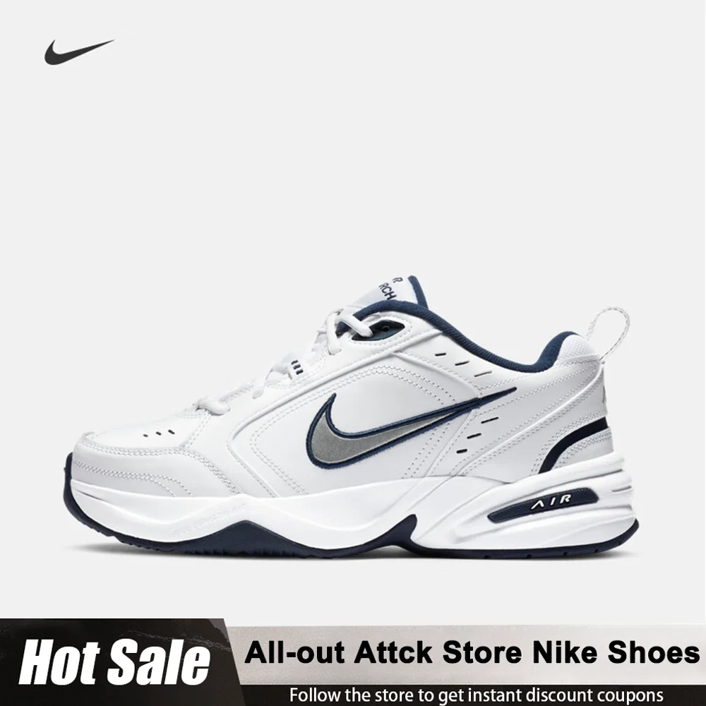 

Тренировочные кроссовки Nike Air Monarch 4, легкие амортизирующие спортивные кроссовки 415445-102, белые кроссовки в стиле ретро, простая прочная повседневная обувь