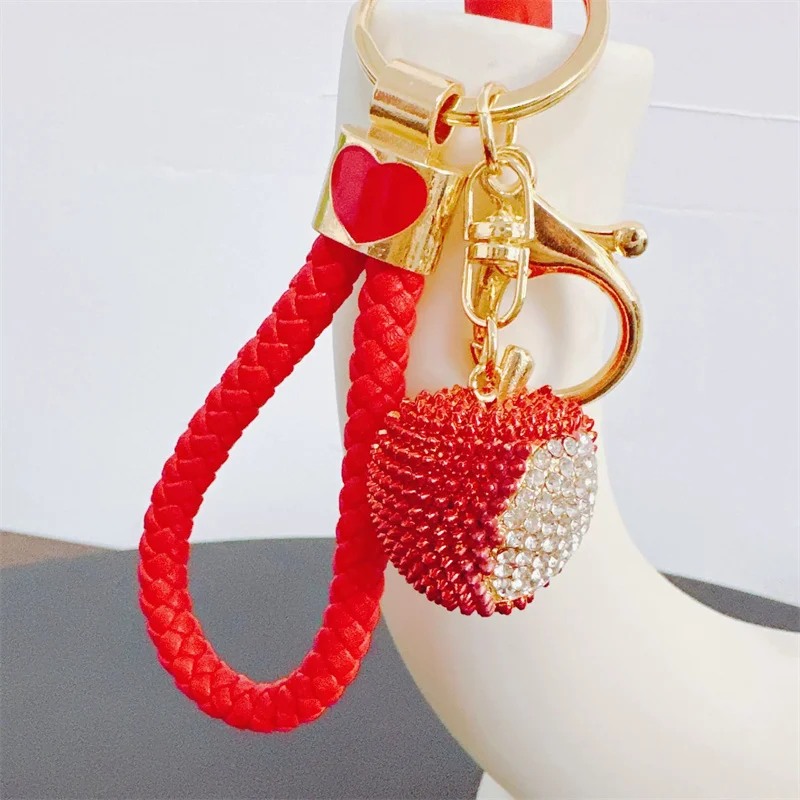 Cute Rhinestone Fruit Charms Keychain Lovely Fruit Pendants Keyrings For Women Kids Car Key Decor Party Jewelry Gift - view 5