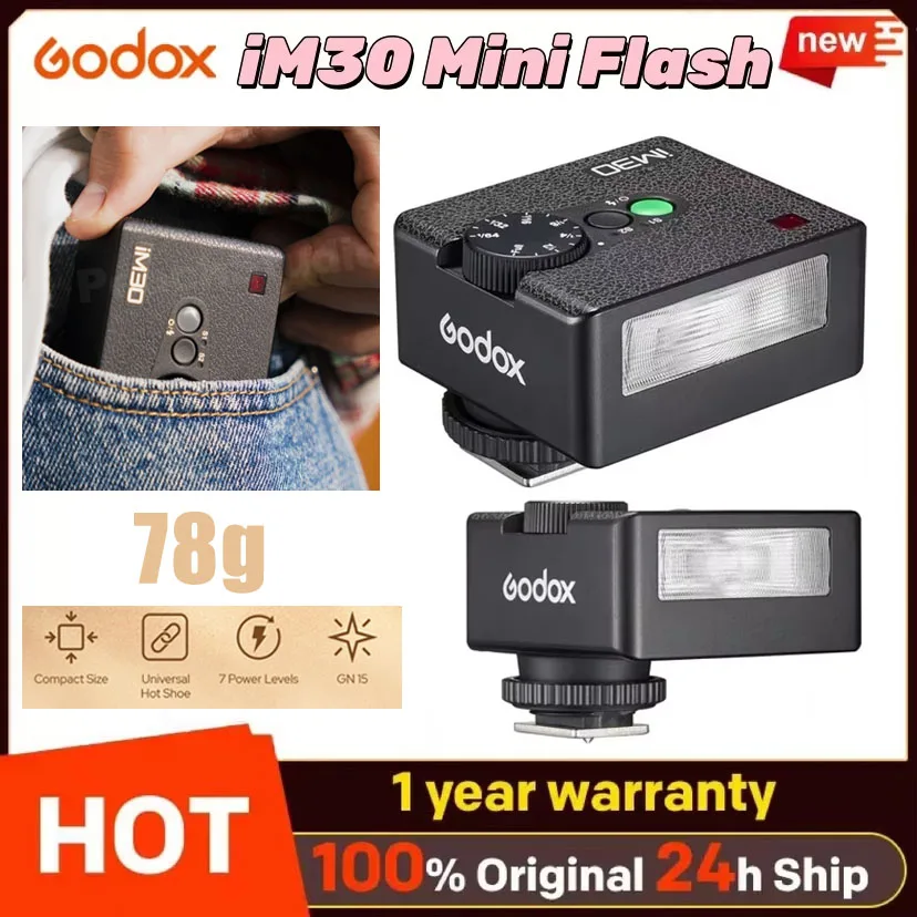 GODOX iM30 iFlash mini Camera Flash 6500K CCT Pocket Size Natural Lighting 7 Power Levels