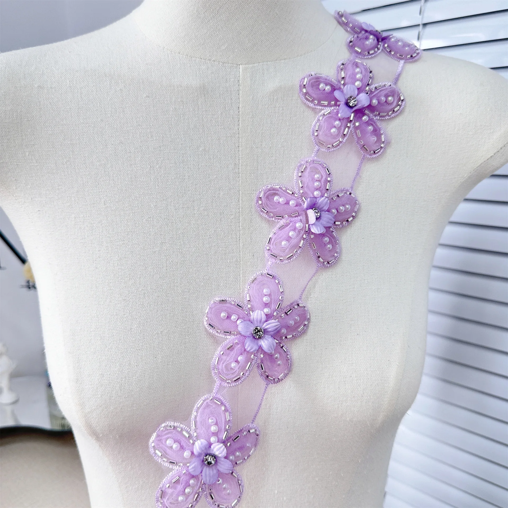 1PCS Dreidimensionale spitze zubehör DIY handgemachte kleidung kragen rock dekoration blume material