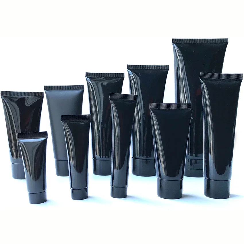10g 15g 20g 30g 50ml 60g 80g 100g 200ml Black Plastic Squeeze Bottle Refillable Cosmetics Container Skin Care Cream Soft Tube