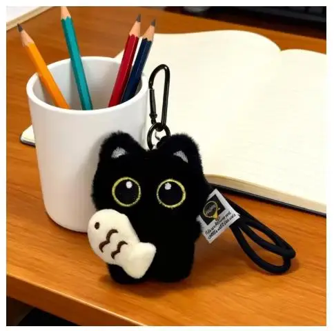 พวงกุญแจตุ๊กตาแมวดำการ์ตูน นุ่มนิ่ม ของขวัญวันหยุดที่สมบูรณ์แบบ มีหลายแบบ ใช้เป็นจี้กระเป๋าแฟชั่นได้