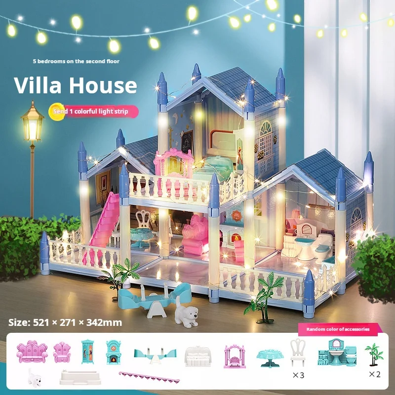 Children\'s Play Home Toy Doll House Dream Villa Castle Set Girl Simulation DIY Assembly Birthday Gift