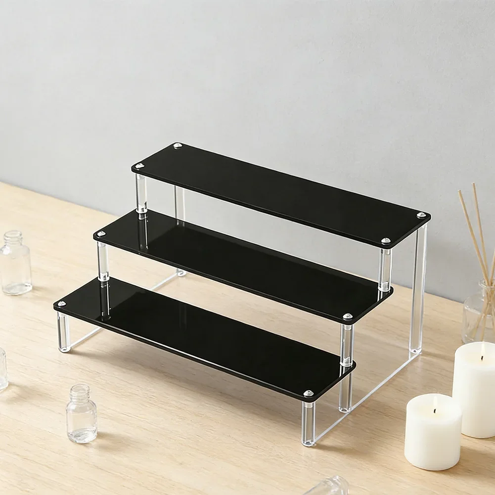 1-5 Tier Acrylic Ladder Display Stand For Perfume Dolls Cakes Jewelry Transparent Storage Riser Organizer Home Decorations