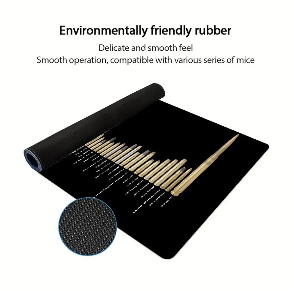 Gun bullet heads Mouse Pad Art Large Gaming Mouse Pad Non-slip Seamed Edge Mousepads Gamer Keyboard Laptop Tablet Mat PC Playmat